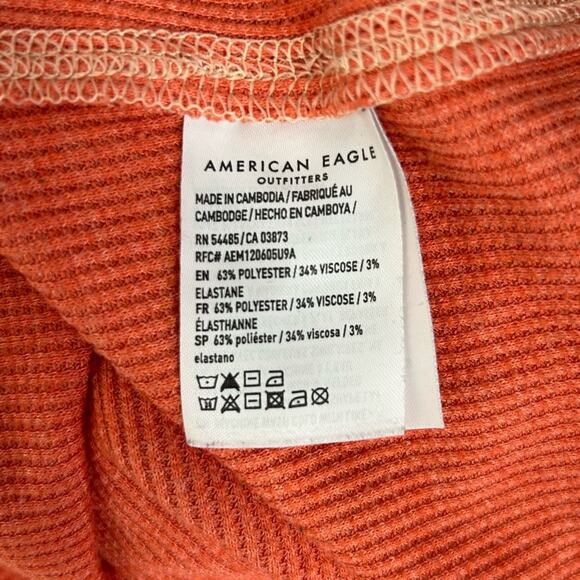 AEO American Eagle BFF Tee Waffle Knit Cropped Long Sleeve Size Small - Picture 9 of 11